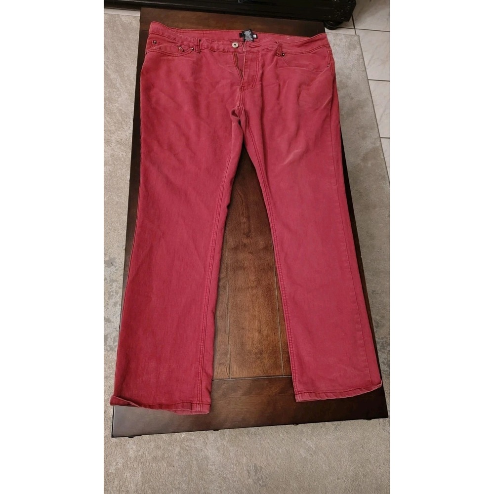 Hype Mens Red Straight Leg Jeans Stretch Denim Pants Size 40x32 Streetwear